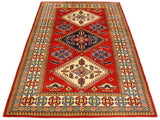 handmade Geometric Sherwan Red Beige Hand Knotted RECTANGLE 100% WOOL area rug 4x7