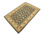 handmade Transitional Design Teal Ivory Hand Knotted RECTANGLE 100% WOOL area rug 4x6