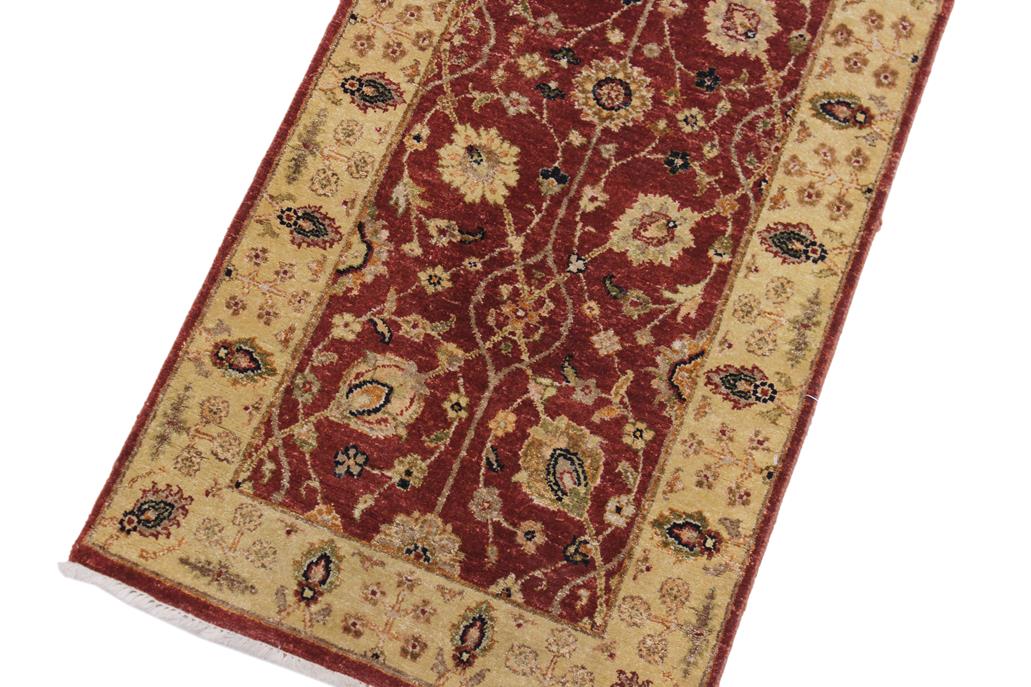 handmade Traditional Kirman Red Gold Hand Knotted RUNNER 100% WOOL area rug 3 x 12
