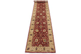 handmade Traditional Kirman Red Gold Hand Knotted RUNNER 100% WOOL area rug 3 x 12