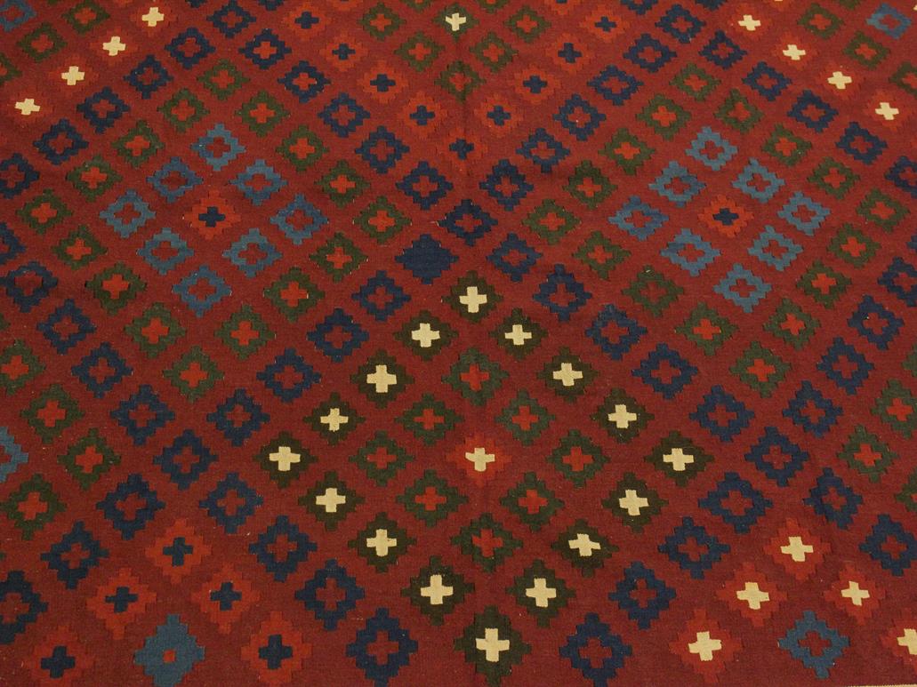 handmade Geometric Kilim Red Blue Hand-Woven RECTANGLE 100% WOOL area rug 8x10