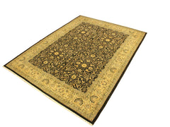handmade Traditional  Brown Ivory Hand Knotted RECTANGLE 100% WOOL area rug 9x12