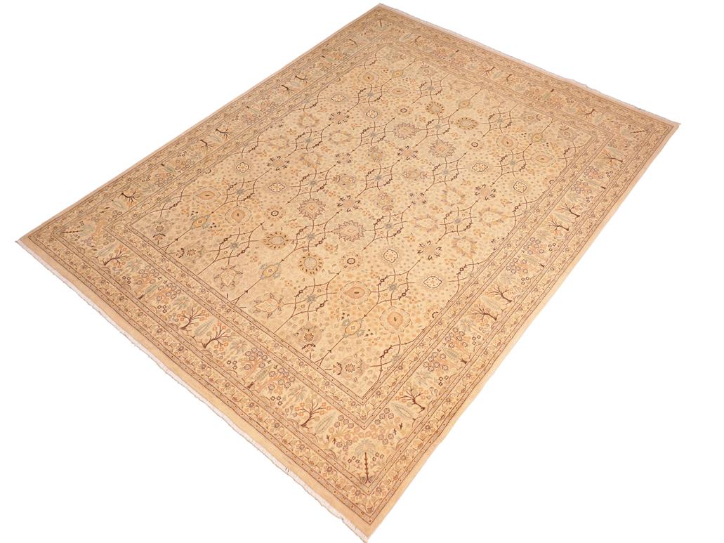 handmade Traditional Design Tan Beige Hand Knotted RECTANGLE 100% WOOL area rug 8x10