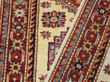 handmade Geometric Super Kazak Beige Red Hand Knotted RECTANGLE 100% WOOL area rug 2x4