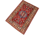 handmade Geometric Super Kazak Red Beige Hand Knotted RECTANGLE 100% WOOL area rug 2x3