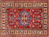 Southwestern Super Kazak Zenaida Red/Beige Wool Rug - 2'1'' x 3'0''