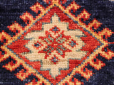 handmade Geometric Super Kazak Blue Beige Hand Knotted RECTANGLE 100% WOOL area rug 2x3