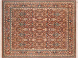 handmade Transitional Mujahid Brown Tan Hand Knotted RECTANGLE 100% WOOL area rug 8x10