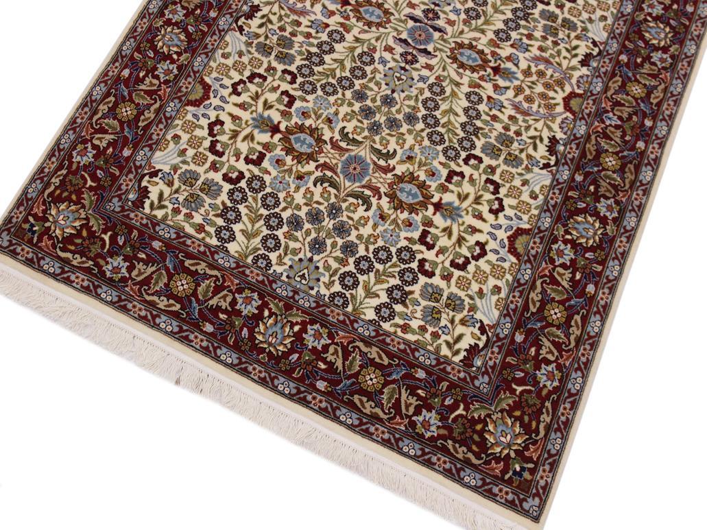 handmade  Hereke Ivory Red Hand Knotted RECTANGLE WOOL&SILK area rug 4x6