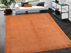 handmade Modern Art Deco Rust Tan Hand Knotted RECTANGLE 100% WOOL area rug 6x9