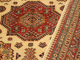 handmade Geometric Super Kazak Beige Rust Hand Knotted RECTANGLE 100% WOOL area rug 6x8