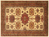 handmade Geometric Super Kazak Beige Rust Hand Knotted RECTANGLE 100% WOOL area rug 6x8