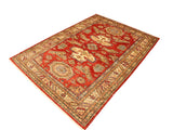handmade Geometric Super Kazak Red Tan Hand Knotted RECTANGLE 100% WOOL area rug 6x8