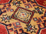 handmade Geometric Super Kazak Red Tan Hand Knotted RECTANGLE 100% WOOL area rug 5x7