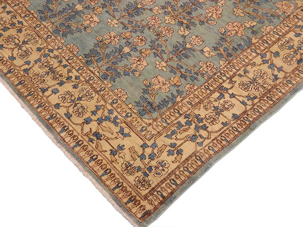 handmade Transitional Antique Lt. Blue Tan Hand Knotted RECTANGLE 100% WOOL area rug 9x11