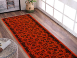 handmade Over Dyed Over Dyed Orange Black Hand Knotted RUNNER 100% WOOL area rug 3x12