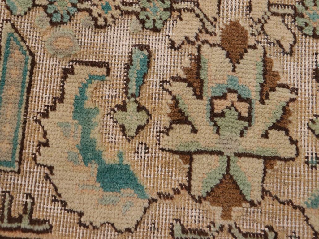 handmade Vintage Tan Green Hand Knotted RECTANGLE 100% WOOL area rug 9x12