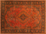 Antique Persian Wade Tan/Blue Wool Rug - 7'11'' x 9'2''