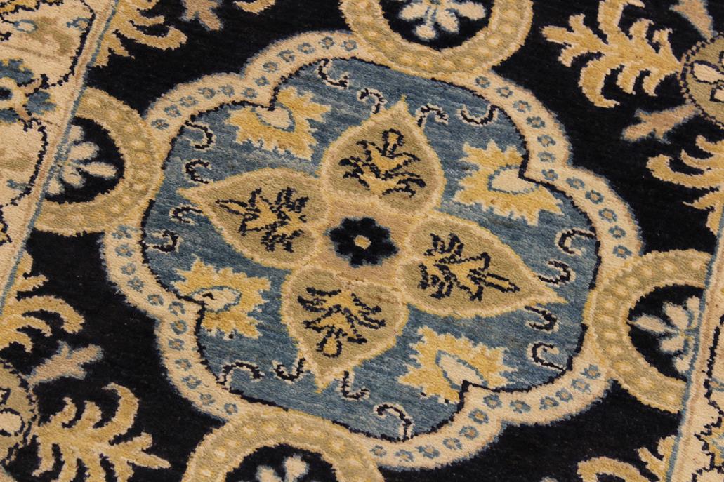 handmade Transitional Kafkaz Blue Ivory Hand Knotted RUNNER 100% WOOL area rug 3 x 10