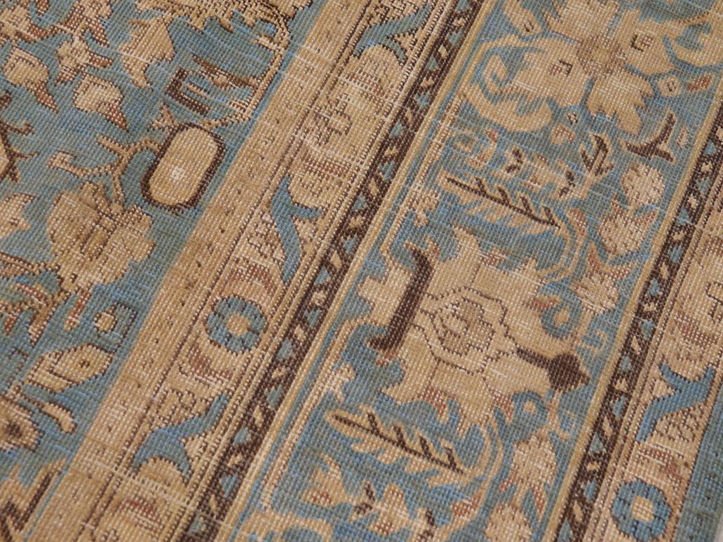 handmade Vintage Blue Beige Hand Knotted RECTANGLE 100% WOOL area rug 9x12