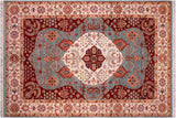 handmade Geometric Kafkaz Chobi Ziegler Blue Beige Hand Knotted RECTANGLE 100% WOOL area rug 8 x 12
