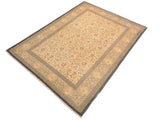 handmade Traditional Tan Green Hand Knotted RECTANGLE 100% WOOL area rug 6x9