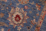 handmade Transitional Kafkaz Blue Tan Hand Knotted RECTANGLE 100% WOOL area rug 8x10