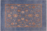 handmade Transitional Kafkaz Blue Tan Hand Knotted RECTANGLE 100% WOOL area rug 8x10