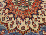 handmade Geometric Khurgeen Blue Red Hand Knotted ROUND 100% WOOL area rug 6x6