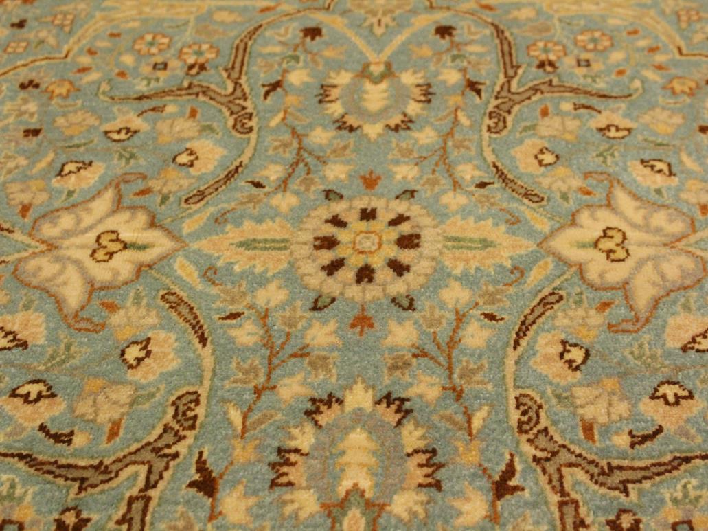 handmade Traditional Design Blue Ivory Hand Knotted RECTANGLE 100% WOOL area rug 4x6