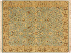 handmade Traditional Design Blue Ivory Hand Knotted RECTANGLE 100% WOOL area rug 4x6