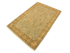 handmade Traditional Tabriz Blue Ivory Hand Knotted RECTANGLE 100% WOOL area rug 4x6