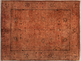 Over Dyed Johnatha Brown/Brown Hand-Knotted Rug  4'1 x 5'9