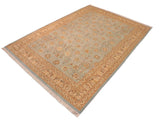 handmade Traditional Design Blue Ivory Hand Knotted RECTANGLE 100% WOOL area rug 10x14