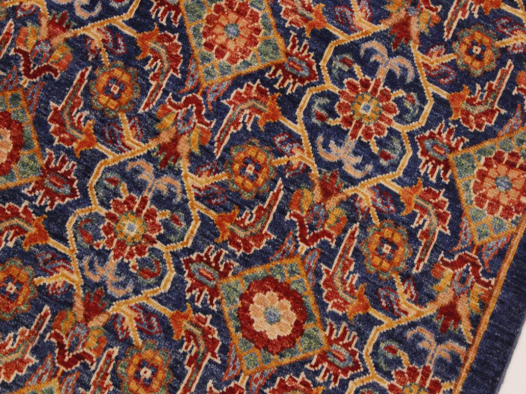 handmade Geometric Khorgeen Blue Rust Hand Knotted RECTANGLE 100% WOOL area rug 7x10