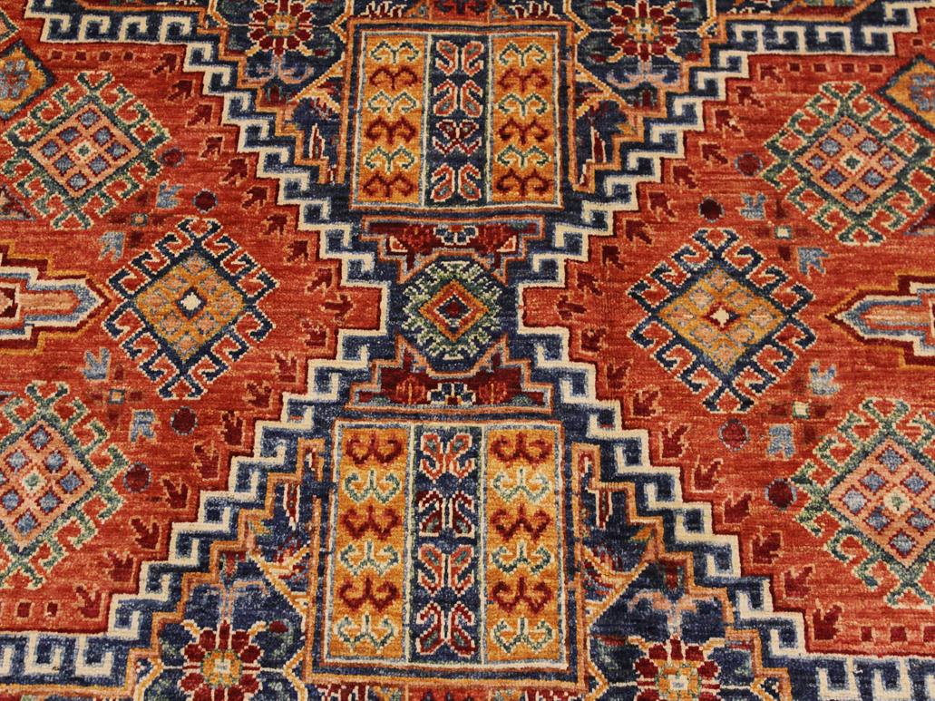 handmade Geometric Khorgeen Blue Rust Hand Knotted RECTANGLE 100% WOOL area rug 7x10