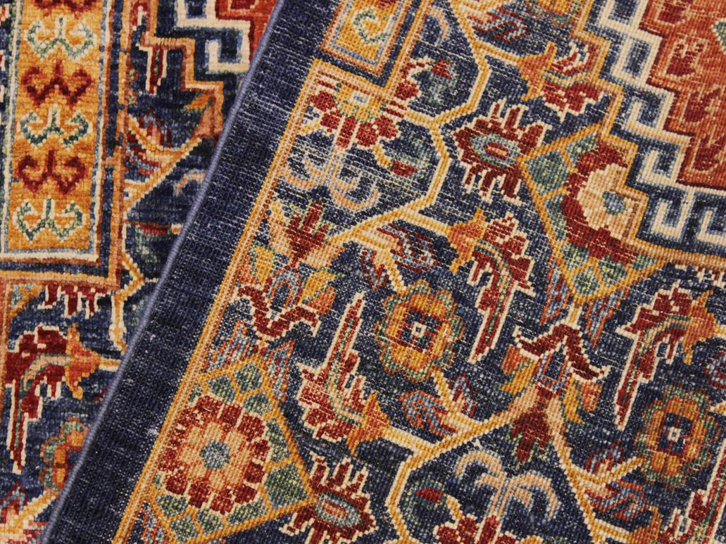 handmade Geometric Khorgeen Blue Rust Hand Knotted RECTANGLE 100% WOOL area rug 7x10