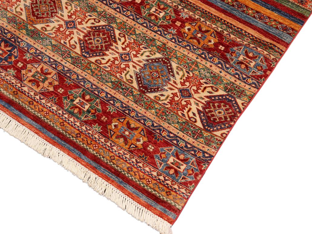 handmade Geometric Khorgeen Rust Blue Hand Knotted RECTANGLE 100% WOOL area rug 6x10