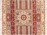 Southwestern Khurgeen Ignacio Ivory/Red Wool Rug - 4'11'' x 6'4''