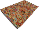 handmade Geometric Kilim Gray Rust Hand-Woven RECTANGLE 100% WOOL area rug 7x10