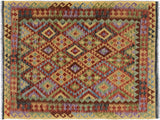 Tribal Turkish Kilim Eldon Gold/Red Wool Rug - 4'10'' x 6'3''