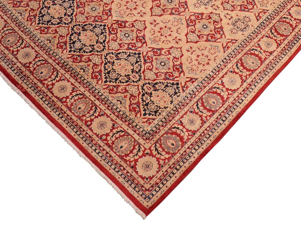 handmade Traditional Kirman Red Tan Hand Knotted RECTANGLE 100% WOOL area rug 8x10