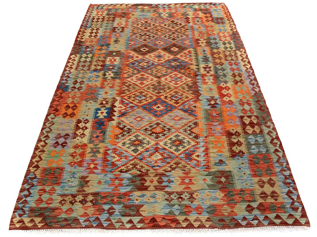 handmade Geometric Kilim Multi Brown Hand-Woven RECTANGLE 100% WOOL area rug 5x7