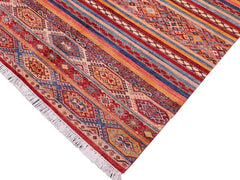 handmade Geometric Khorgeen Red Blue Hand Knotted RECTANGLE 100% WOOL area rug 6x8