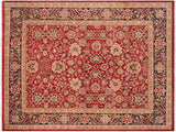Antique Vegetable Dyed Mahal Jeanne Red/Blue Wool Rug - 8'5'' x 9'11''