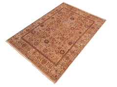handmade Traditional Agra Tan Tan Hand Knotted RECTANGLE 100% WOOL area rug 8x10