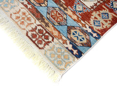 handmade Geometric Khorgeen Ivory Red Hand Knotted RECTANGLE 100% WOOL area rug 5x7