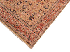 handmade Traditional Tabriz Gold Rose Hand Knotted RECTANGLE 100% WOOL area rug 8x10