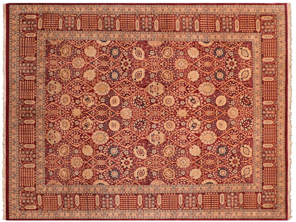 handmade Traditional Tabriz Aubergine Aubergine Hand Knotted RECTANGLE 100% WOOL area rug 8x10