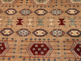 handmade Geometric Khorgeen Brown Blue Hand Knotted RECTANGLE 100% WOOL area rug 8x10